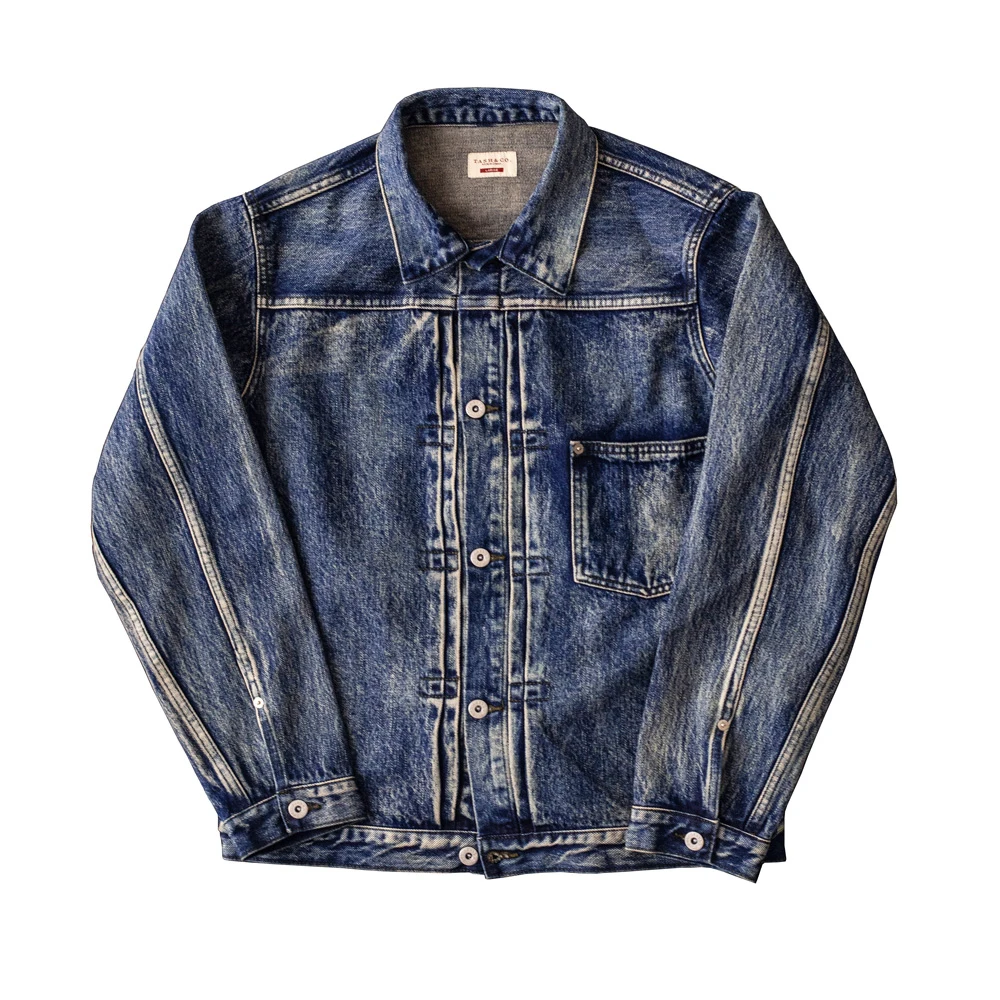 

Men's Type I Denim Jacket Washed Distressed Cowboy Western Style Outwear