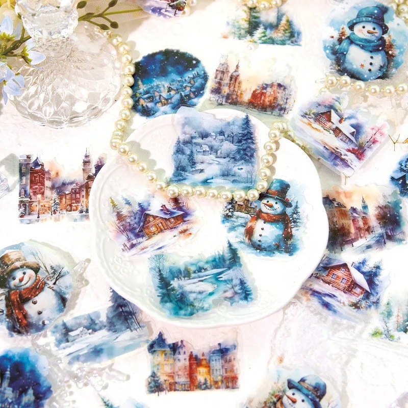 20 pcs romantic winter themed Stickers Set Waterproof Stickers for Art Journaling Planners Scrapbook DIY Crafts Decoration