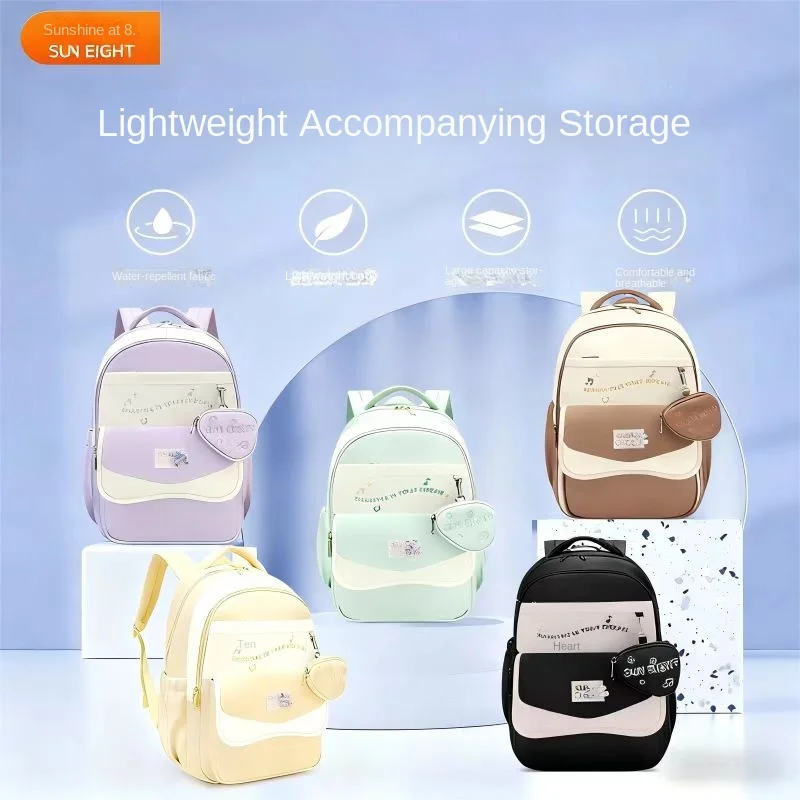 

Sun Eight Girl Leisure School Bag Grade 3-6 Middle High Student Shoulder Orthopedic Backpack Large Capacity Light Mochilas