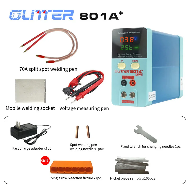 11.6KW Glitter 801A+ Spot Welder Household DIY 18650 Handheld Capacitor Energy Storage Spot Welder Mobile Phone Battery Repair