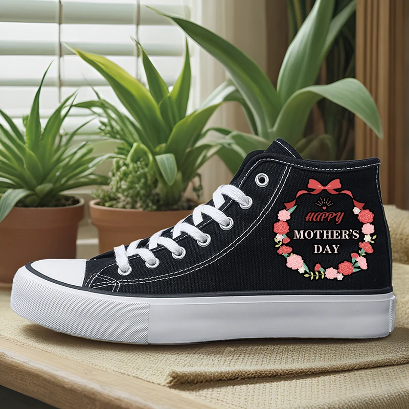 

Women's Sports Shoes Student Sports Enthusiasts Spring and Summer Women's Canvas Shoes Garland Round Toe High Top Round Toe Flats Bottom Breathable Vulcanized Shoes Digital Printing Women's Shoes