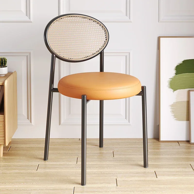 

Rattan chair home Nordic Internet celebrity retro dining table and chair wrought iron backrest stool shell wabi chair medieval d