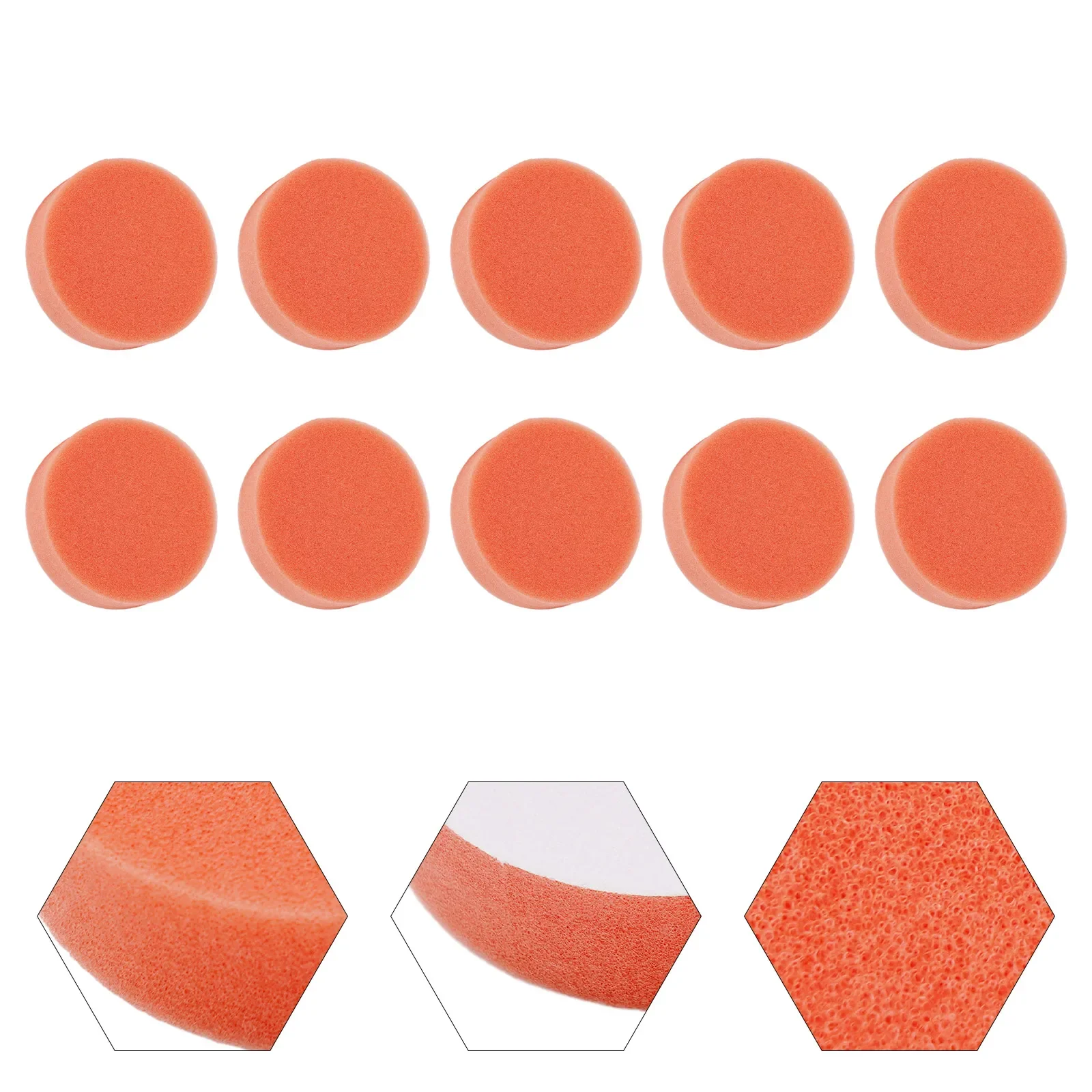 10pcs 75mm kit de esponja de polimento de carro depilação laranja lisa esponja plana almofada de polimento ferramenta de limpeza para polidor de