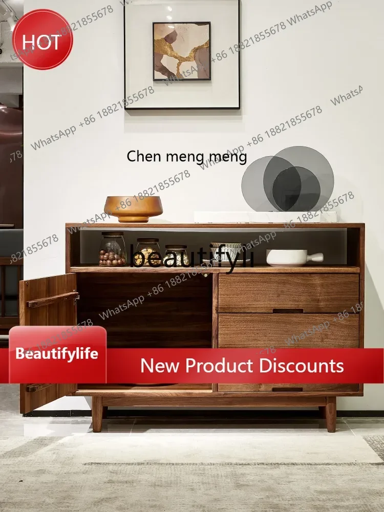 

A32 Wooden dining side cabinet Nordic solid wood simple tea cabinet Household restaurant Multifunctional storage cabinet