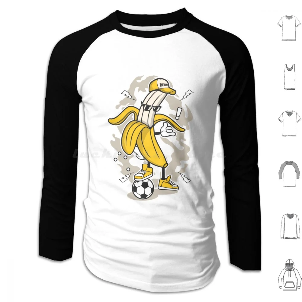 Banana Street Soccer Hoodie Cotton Long Sleeve Background Care Sweet Funny Vector People Character Sport Animal Creative