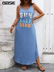 GIBSIE Plus Size Tie Halter V Neck Women Maxi Dress Beach Vacation Loose Sundress Female Casual Print Summer Long Dresses 2024