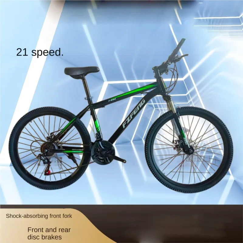 High Carbon Steel Mountain Bike Student 26 Inches Bicycle Road Bicycle Mtb Fat Bike Dual Disc Brake Bmx Children's Bicycle Veil