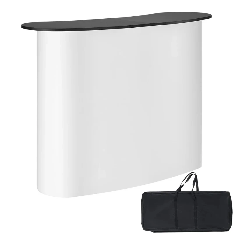 Portable Tradeshow Podium Exhibition Counter Stand Booth Fair W/ Wall Foldable Promotion Retail Table For Party