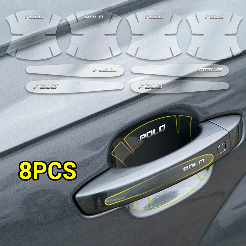 4/8PCS Car Door Handle Bowl Anti-scratch Protective Stickers Transparent Car Protection Strip For Volkswagen VW Golf 7 MK7 GTI