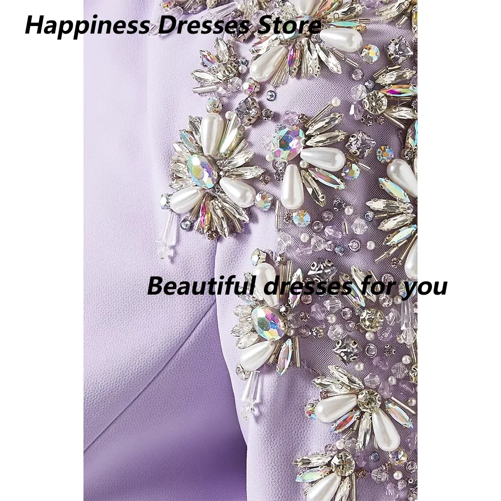 Customized Elegant Mermaid Prom Dress Crystals Long Sleeves Evening Party Dress Floor Length Bespoke Occasion Dresses