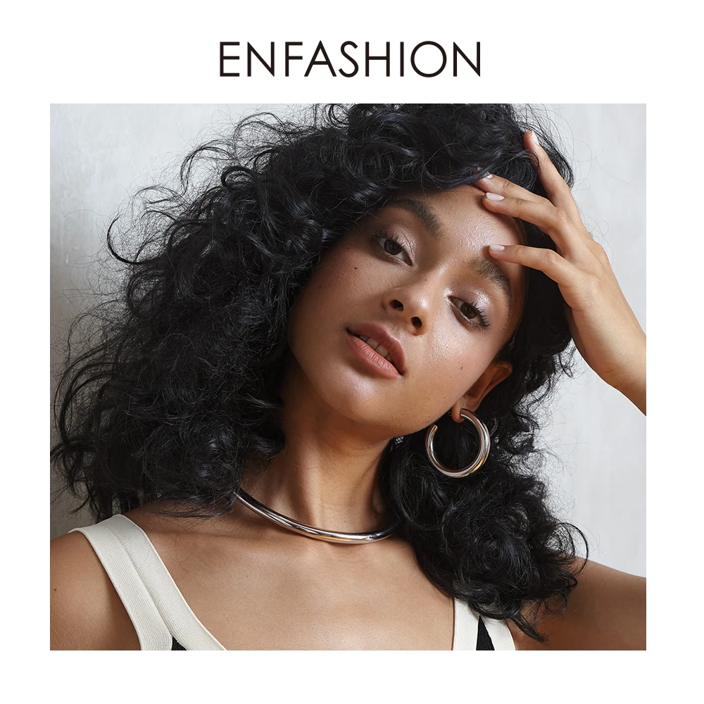 ENFASHION Thick-tube Hoop Earrings For Women Stainless Steel Rock Hiphop Hollow Circle Hoops Earings 2020 Fashion Jewelry E1172