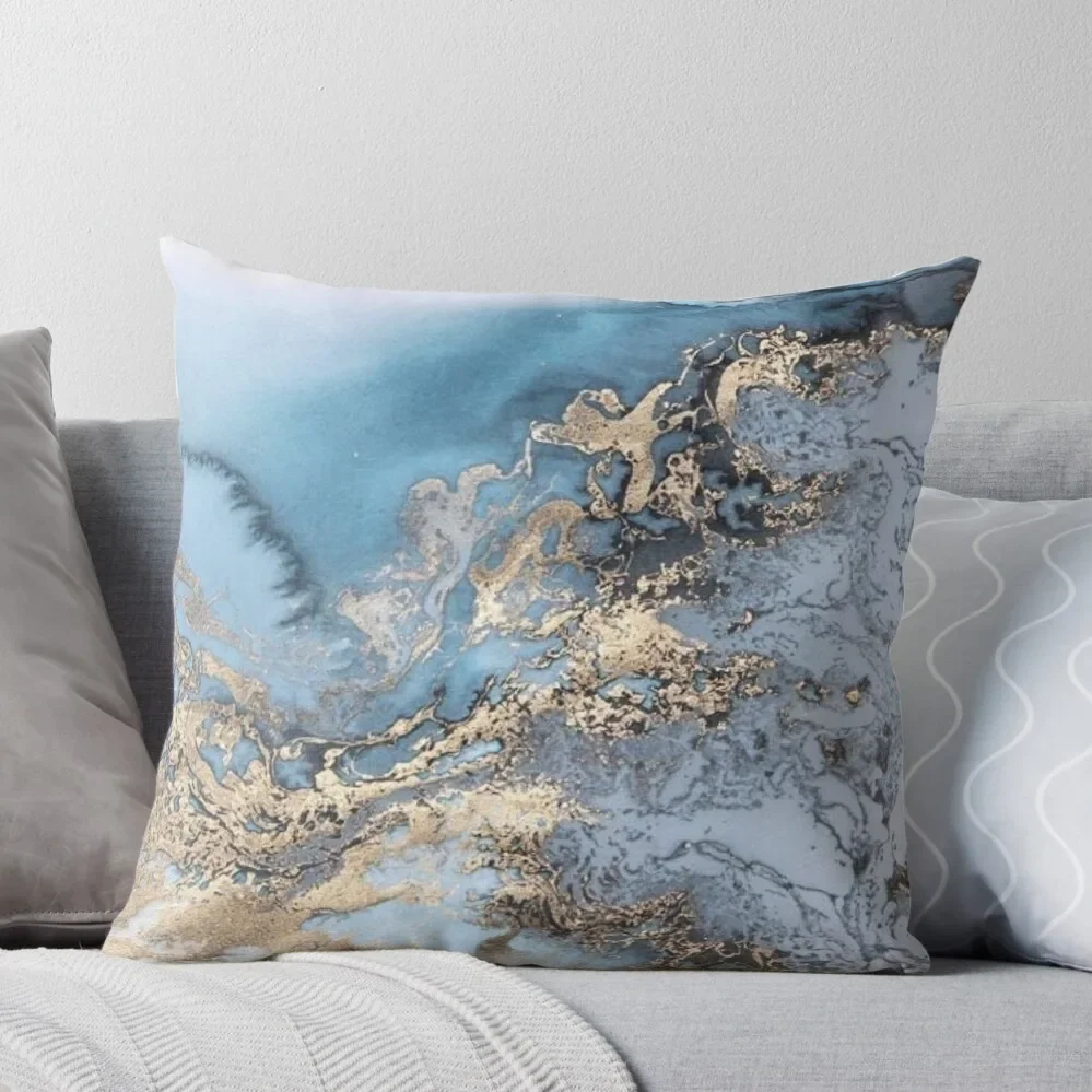 

Blue and Gold Marble Throw Pillow christmas ornaments 2024 Sofa Cover