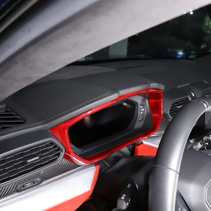 สําหรับLamborghini URUSจริงแห้งคาร์บอนไฟเบอร์แดชบอร์ดแผงกรอบฝาครอบสติกเกอร์Trimการปรับเปลี่ยน 2018 2019 2020 2021 Accessorie
