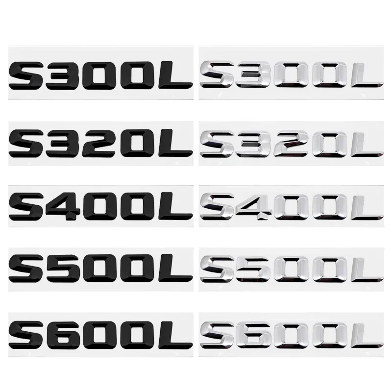 

3D Car Tail Number Letters Sticker Emblem Auto Rear Trunk Badge Decals for Mercedes Benz S300L S320L S400L S500L S600L