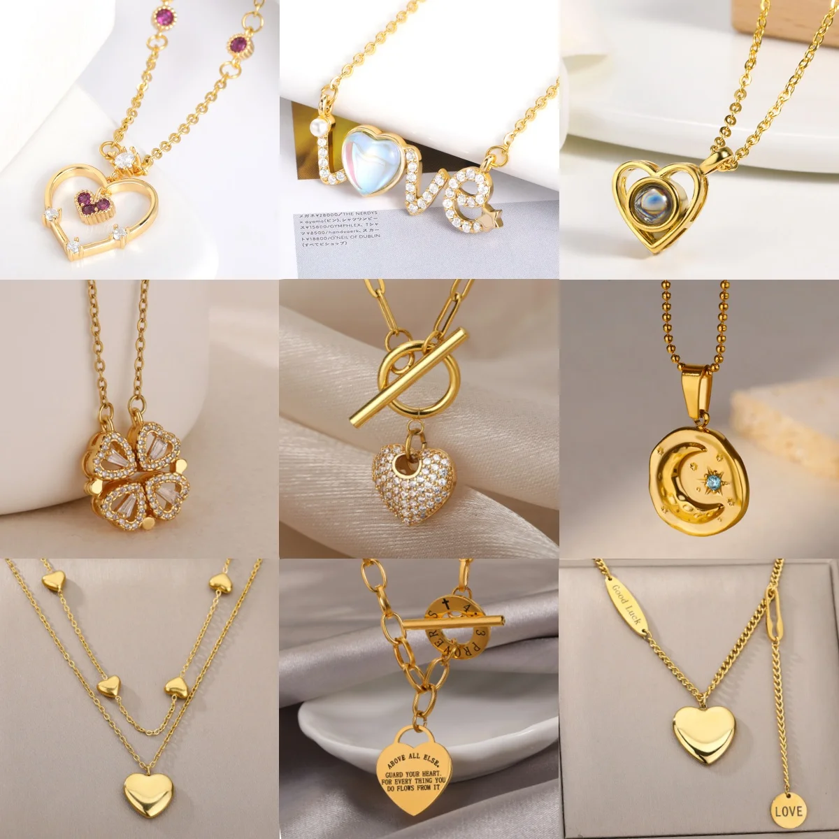 Punk Herz Kette frauen Anhänger Halskette Gold Farbe Edelstahl Luxus Zirkon Partei Schmuck Geschenk Kostenloser Versand