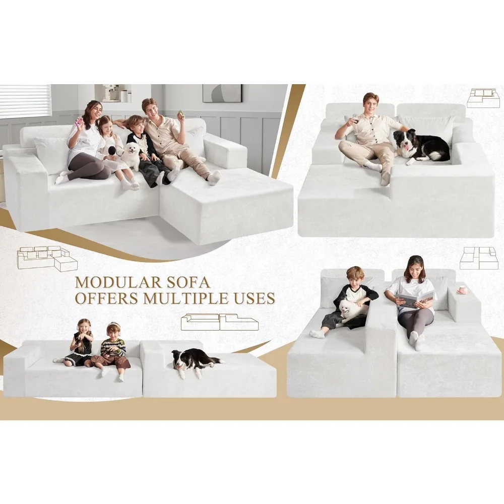 قسم أريكة معيارية على شكل حرف L لغرفة المعيشة - أريكة مريحة ذات مقاعد عميقة، جاهزة للاستخدام، لا حاجة للتجميع #6