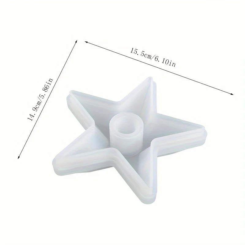 1pc Star Shape Candlestick Holder Silicone Mould DIY Candle Holder Gypsum Resin Silicone Mold Cement Candle Tray Injection Molds