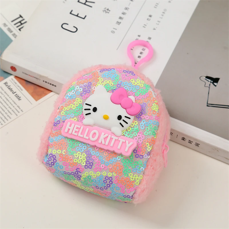 Sanrio HelloKitty Coin Purse Cute Cartoon Kuromi My Melody Colorful Sequin Bluetooth Earphone Bag Keychain Pendant Holiday Gifts