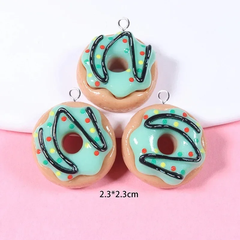 10Pcs Kawaii Colorful Bread & Doughnut Resin Charms, Lovely Flatback Floating Pendants for DIY Earring Jewelry Making Findings