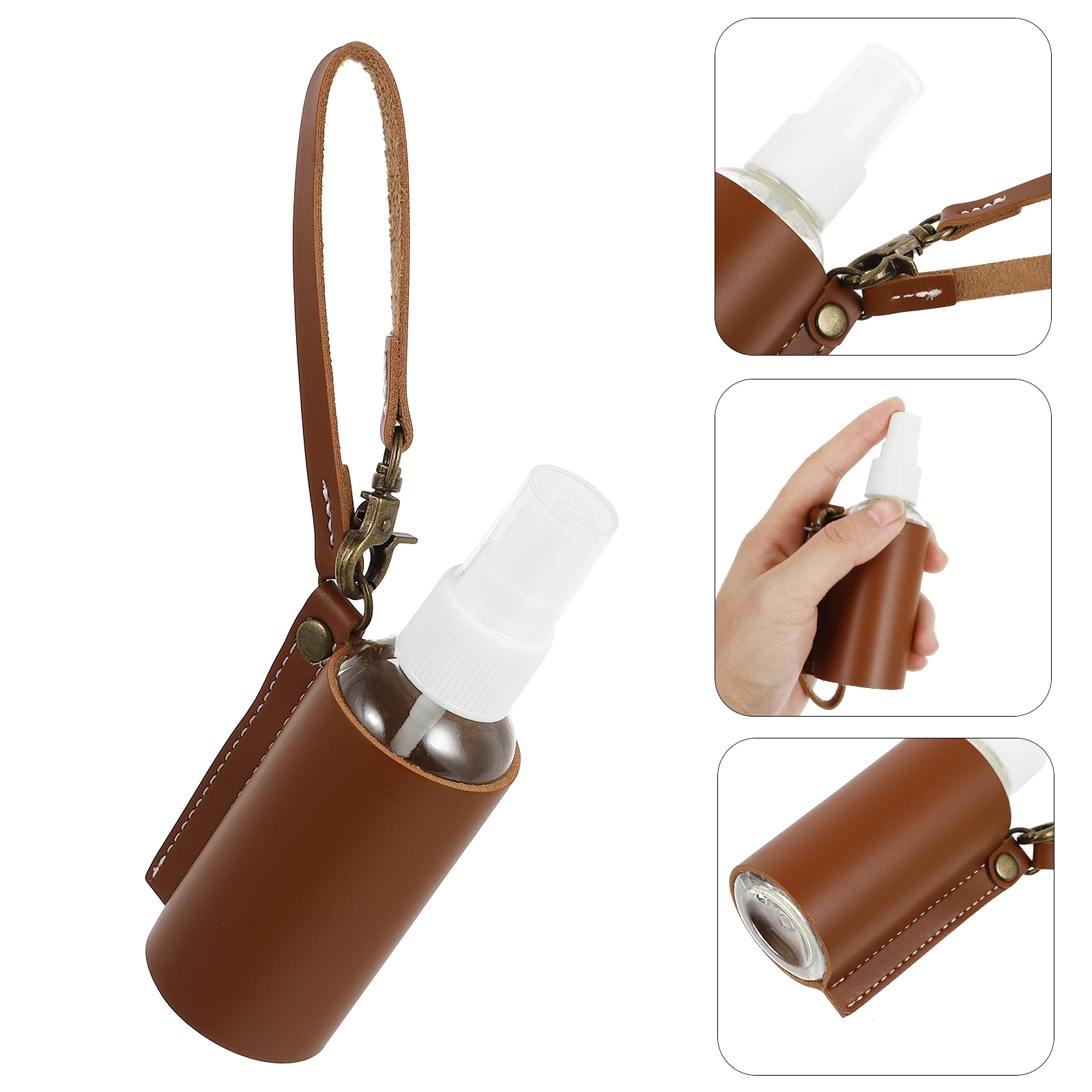 

1 set Leakproof Hand Keychain Holder Refillable Travel Bottles PU Keychain Bottles Soap for Bags