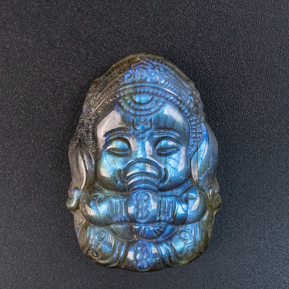 

Natural Labradorite Polishing Pendent Blue Flash Raw Stone Diy Necklace Pendants For Jewelry Holiday Gift Hand Carved Elephant