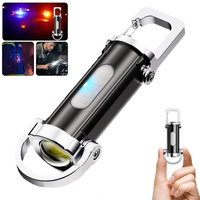 Mini Keychain Flashlight Multifunction USB Rechargeable Torch Portable Lamp with 6 Lighting Modes for Emergency Walking Camping