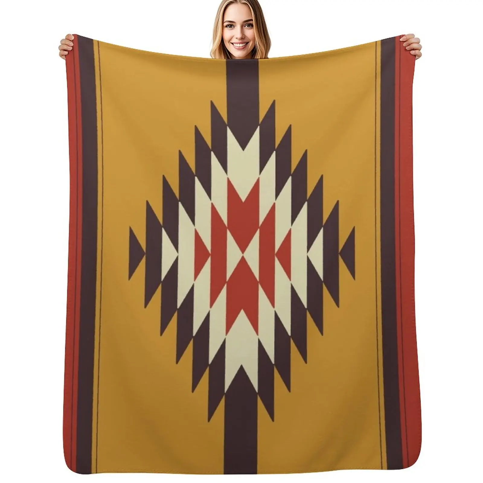 Southwestern Yellow Throw Blanket Multi Purpose Soft Warm Blanket for Home Travel