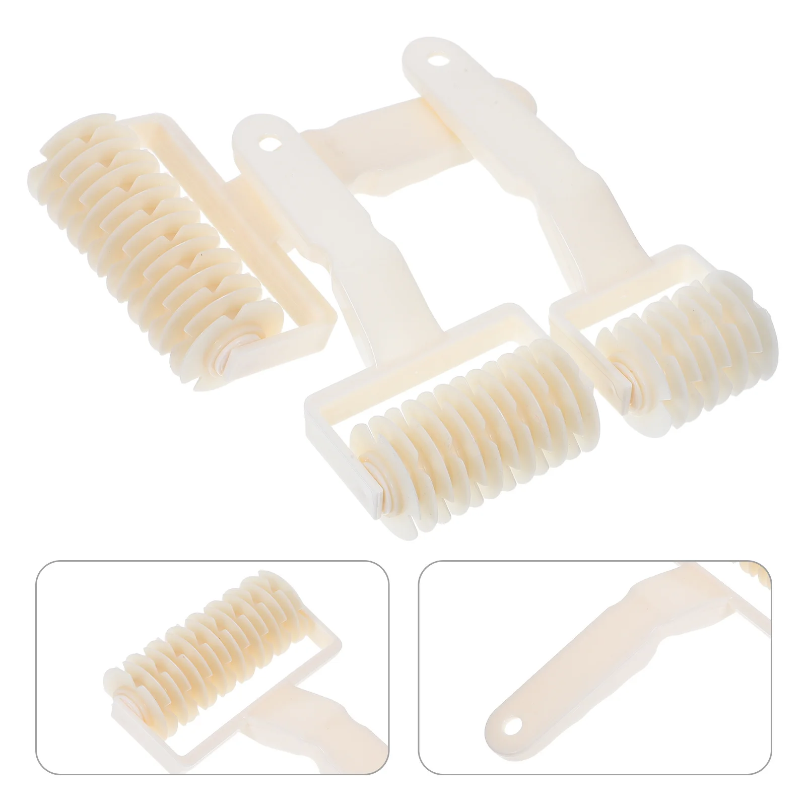 

3Pcs Baking Tool Set Dough Lattice Roller Cutter White for Homemade Cookie Pie Pizza Bread Pastry Pizza Wheel Roller