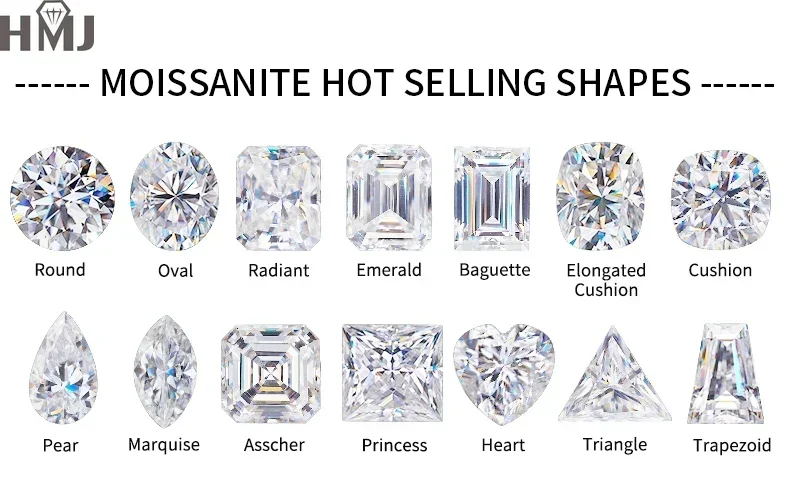 

D Color Super White Moissanite Diamond Round / Oval / Pear / Radiant / Emerald / Heart / Princess / Cushion / Asscher Shape GRA