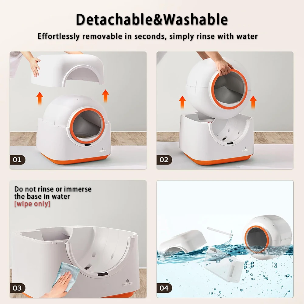 التلقائي التنظيف الذاتي الذكية صندوق نفايات القط سعة 60L APP التحكم مكافحة قرصة السلامة حر اليدين إزالة النفايات القطط ودية