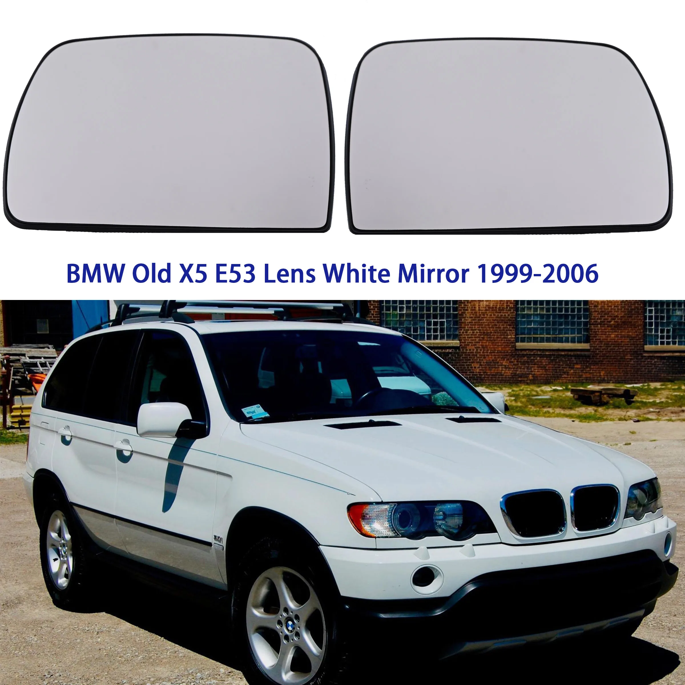 

For BMW X5 E53 1999 2000 2001 2002 2003 2004 2005 2006 White Door Side Mirror Rearview Reflector Wing Glass Auto Replacement