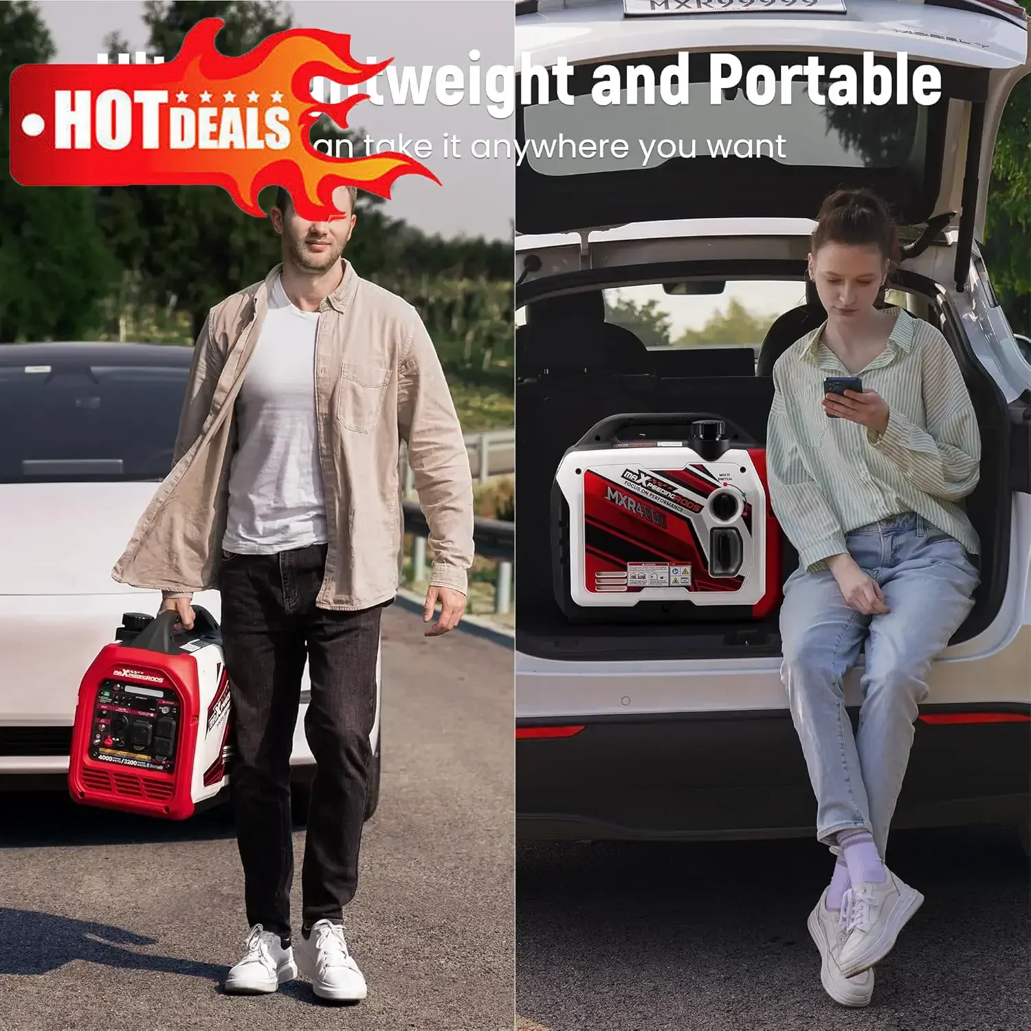 

2025NEW 4000 Watt Inverter Generator Portable, Bluetooth® App Remote Data Monitor, RV Ready, Gas Powered Generator with CO Alarm