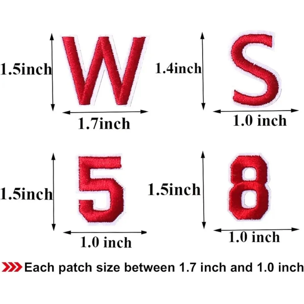 A Set of 72 for Clothes Hats Socks Red Embroidered Patches Vintage Letter Patch Diy Sewing Accessories Durable
