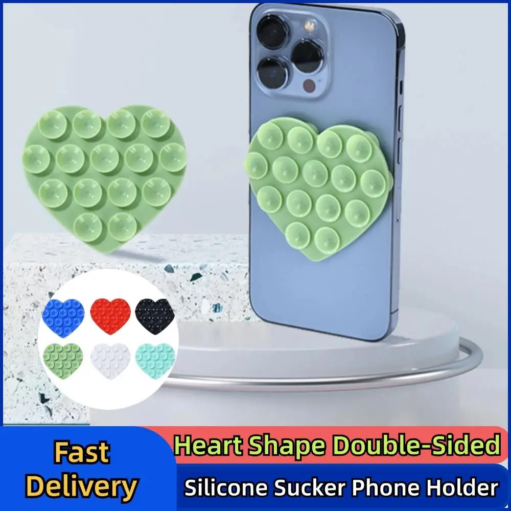 Heart Shape Double Sided Phone Suction Holder Silicone Sucke