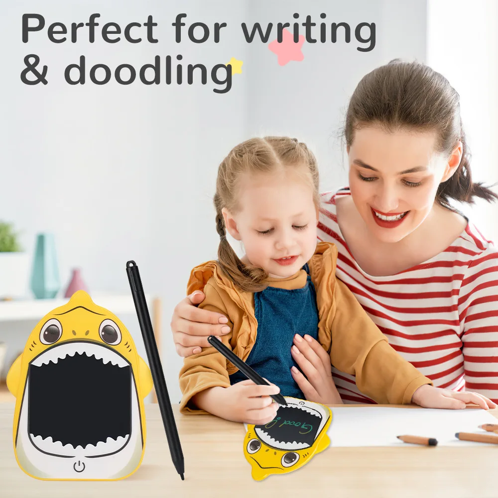 Cartoon Pocket Writing Board LCD Light Drawing Board Graffiti LCD Handwriting Boards Shark Backpack Pendant