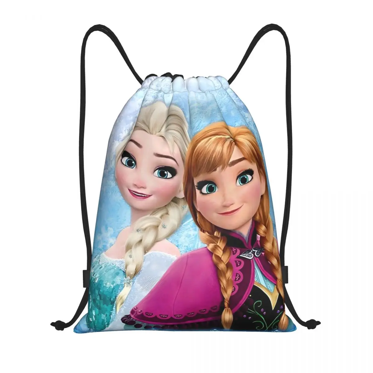 Custom Frozen Princess Elsa Anna Drawstring Backpack Sports Gym Bag for Women Men Animated Movie Shopping Sackpack