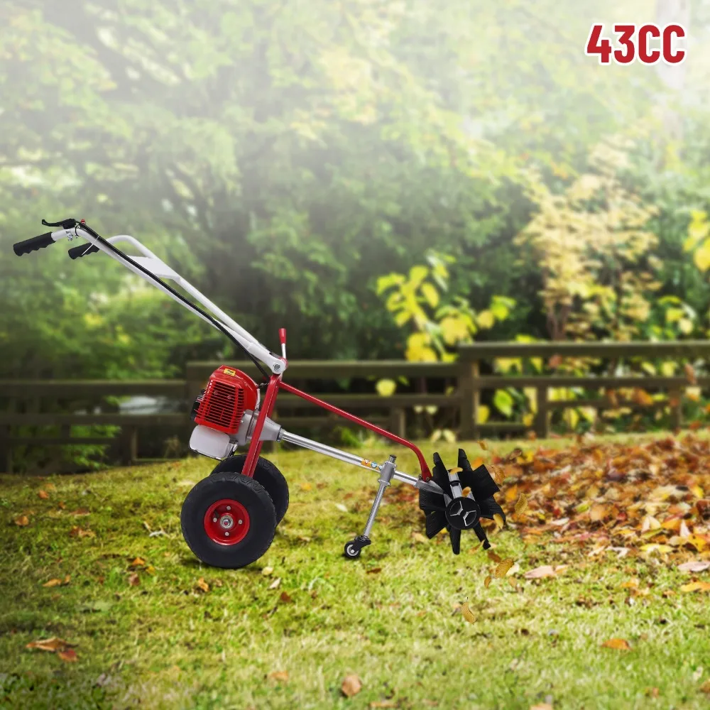 Bymaocar 43cc Hand Push Sweeping Machine Garden Cleaning Tool with 2-stroke Powerful Fuel Engine Professional Cleaning Equipment