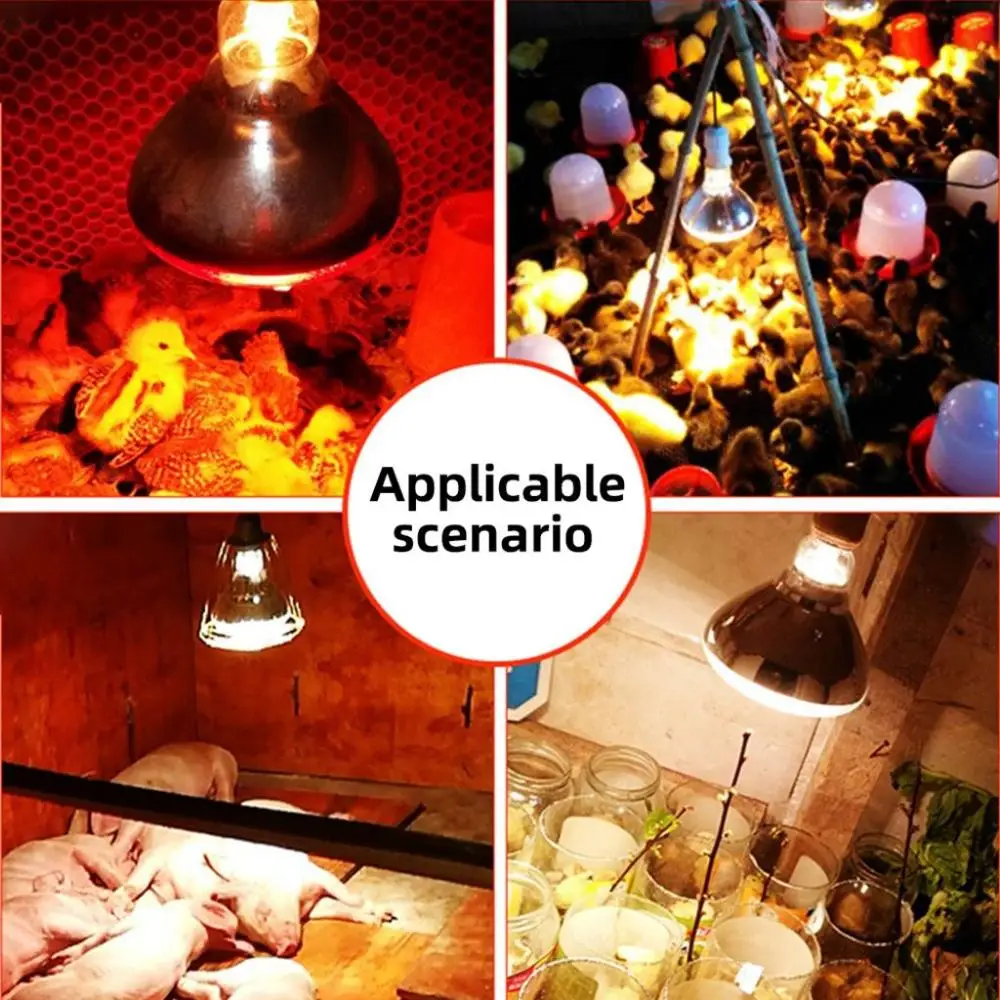 Poultry 220V Heating Lamp Bulb Thermal Preservation Heat Infrared Ray for Reptile Amphibian Pet Livestock 100/150/200/275W