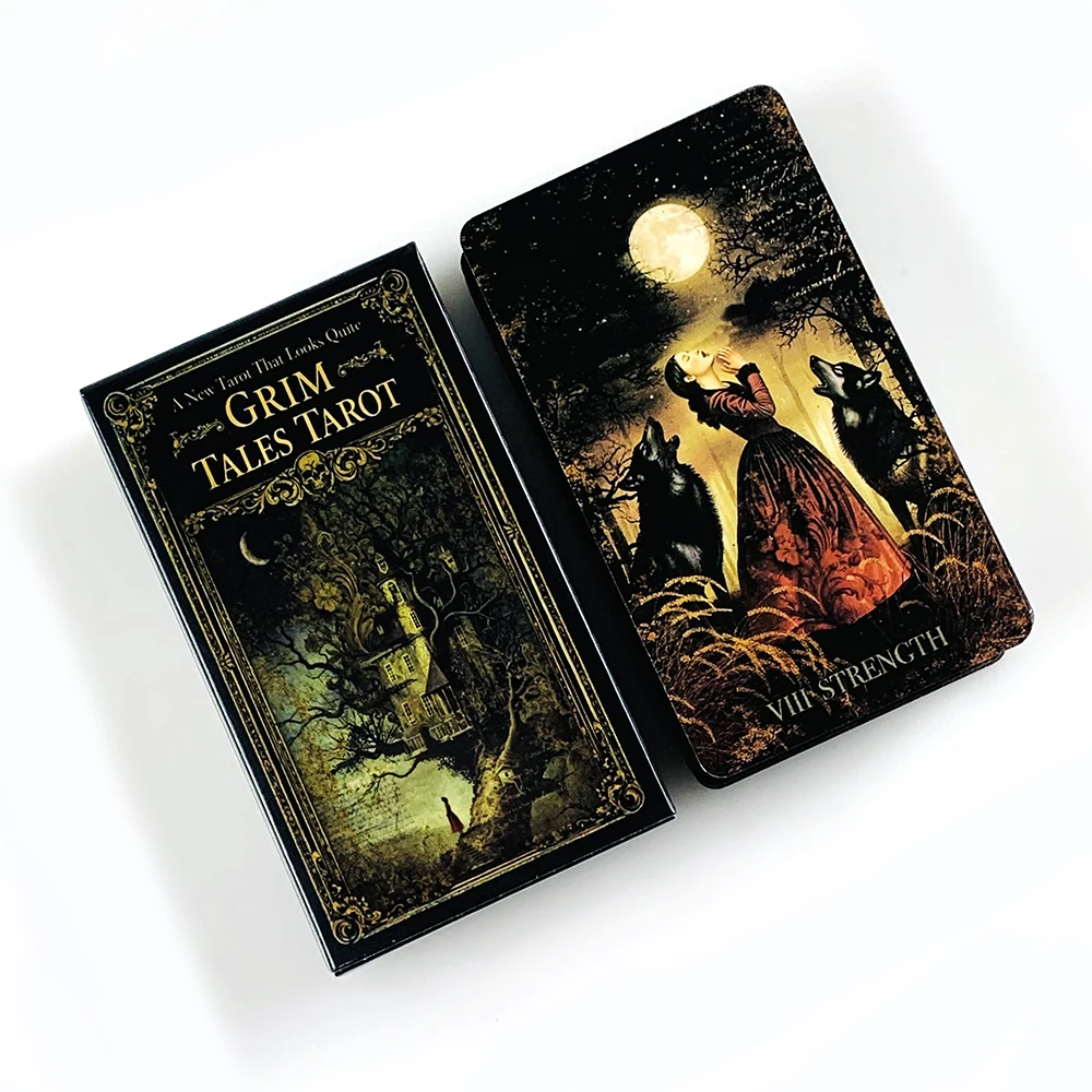 Jeu de cartes de tarot Grim Tales, cartes de tarot gothiques vintage Grimm, jeu de divination de sorcière de fantasy sombre, jeux d'Halloween et cadeaux