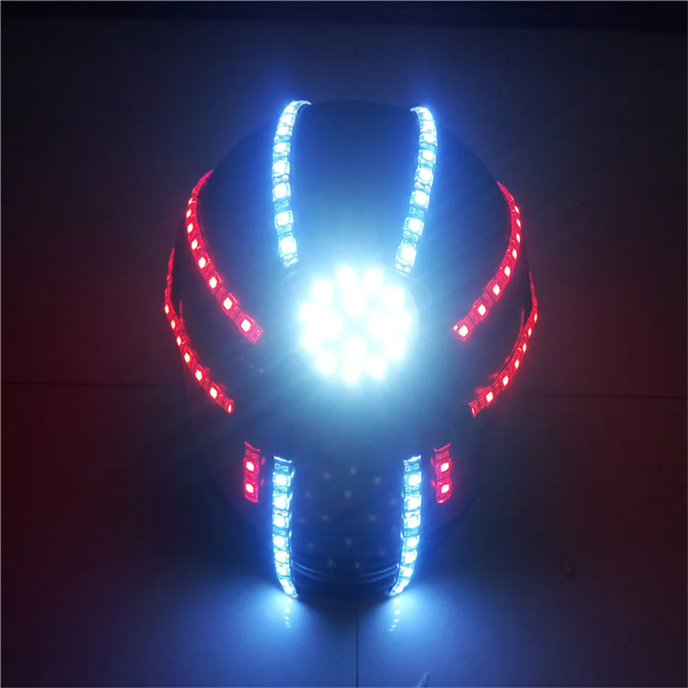 Magicool New Design Led Motorcycle Bike Robot Helmet Rechargeable Safety Hat Gloves Suit Glowing Dress Bar Party Festival Props