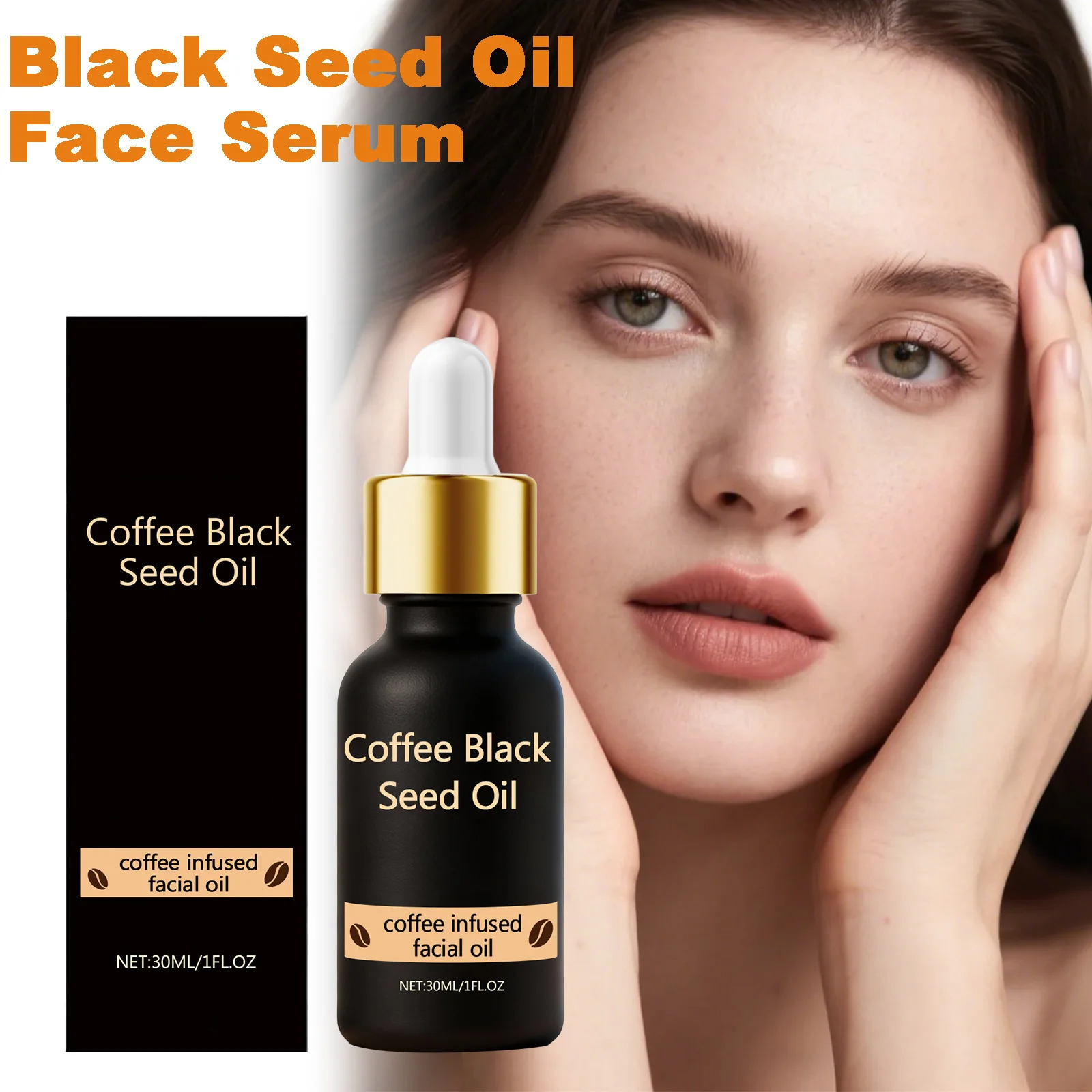 Black Seed Oil Face Serum Moisturizing & Brightening Serum with Coffee Extract Nourishes Softens Skin Daily Glowing Skin Care