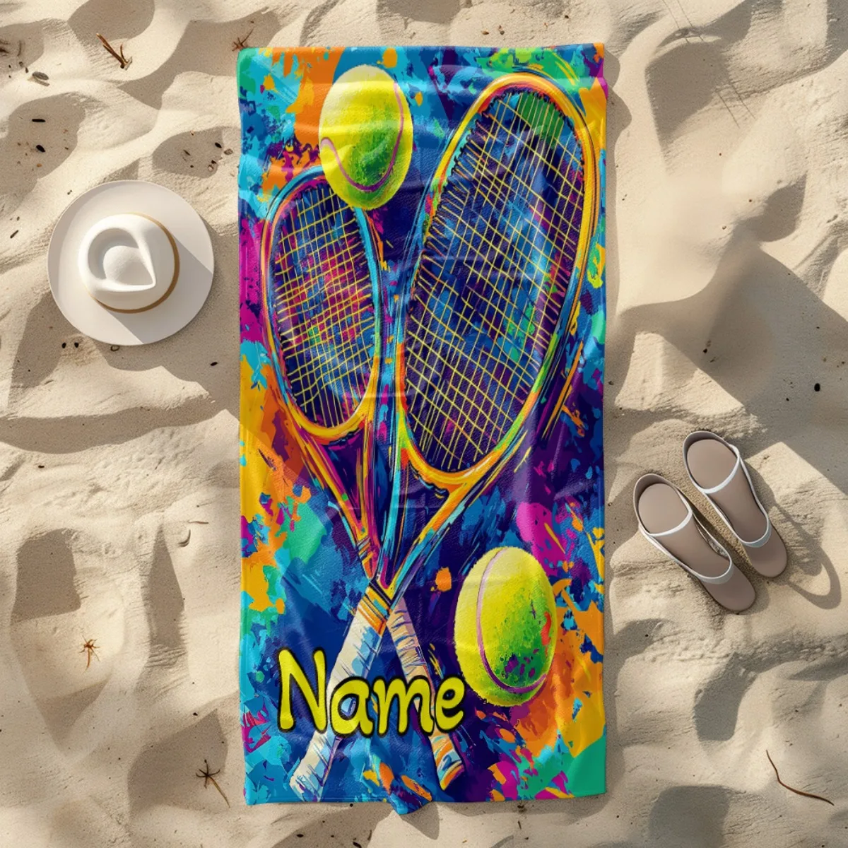 Custom Tennis Beach Towel Personalized Name Photo 160x80cm Microfiber Bath Towels All Season Soft Absorbent Blanket
