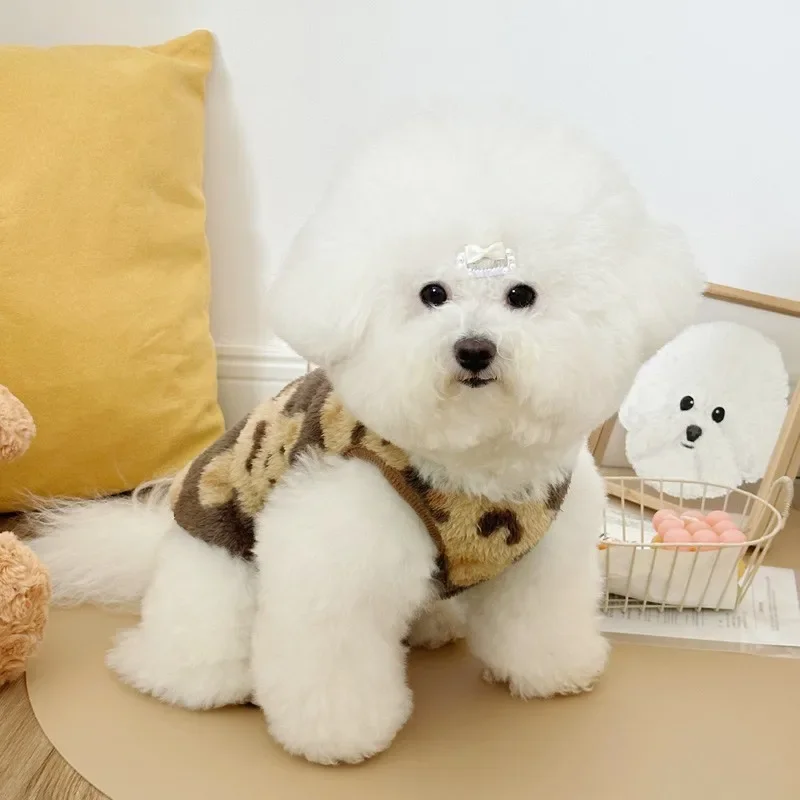 Winter New Fleece-Lined Warm Pet Dog Clothes Teddy Bichon Snowy Retriever Guinea Pig Pullable Vest Home Supplies China Mainland