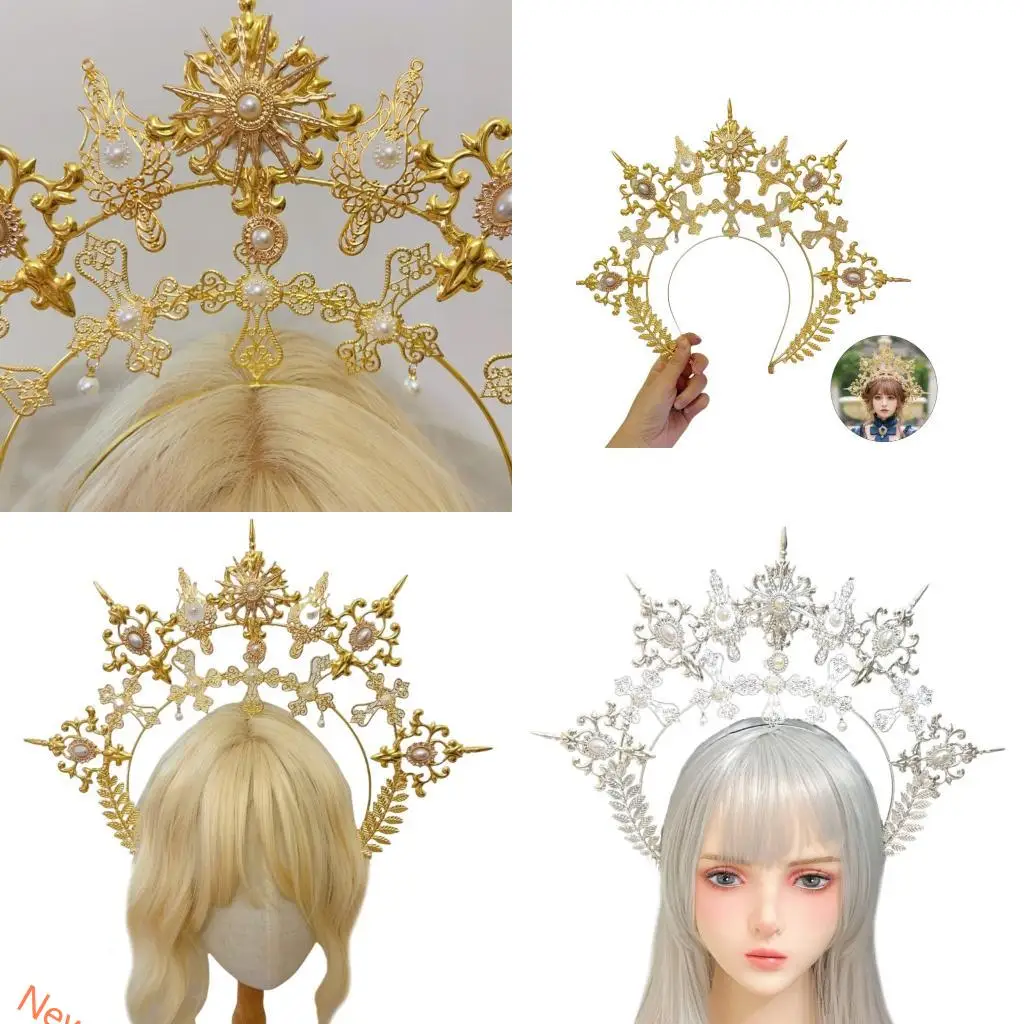 

Изысканное украшение для волос в стиле барокко, готические милые фотосессии, головной убор с короной LXAD