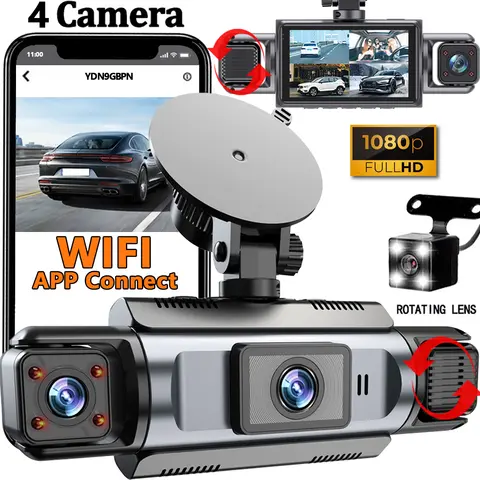 4채널 와이파이 블랙박스 차량용 DVR 비디오 레코더 야간 시야 24시간 주차 모니터링 360도 °   차량용 블랙박스
