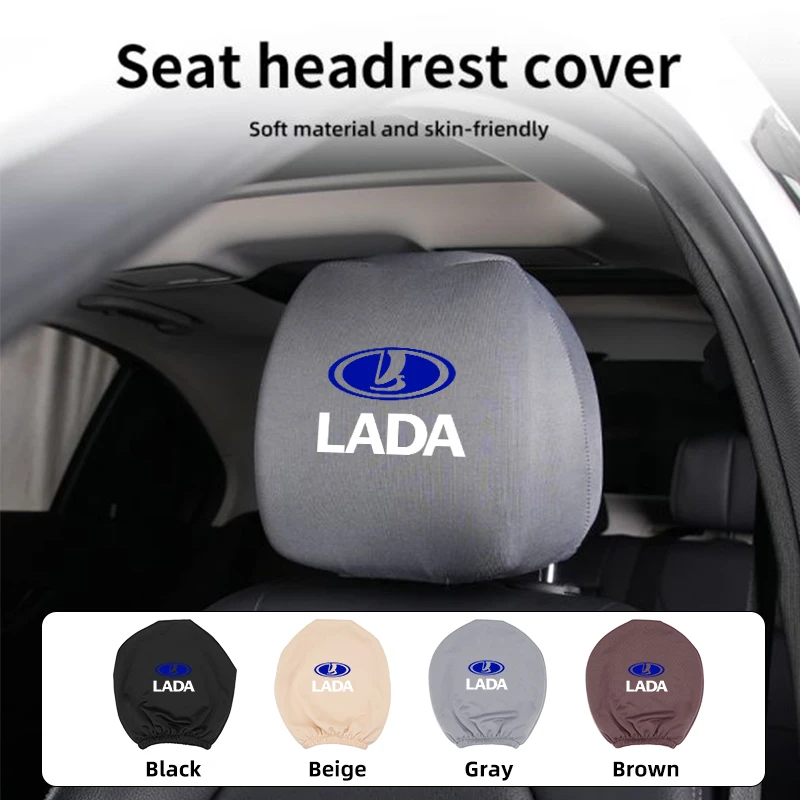 Funda para reposacabezas de asiento de coche, funda protectora de algodón a prueba de polvo, accesorios de decoración para reposacabezas para Lada Priora Sedan Sport Kalina Gran