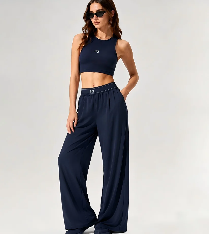 2026 yoga suit set, high waisted casual pants, sports and fitness bra, running exercise wide leg pants, outdoor sports set