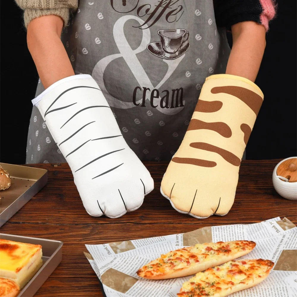 

1PC Microwave Cotton Gloves Cute Cat Paws Oven Heat Insulation Gloves High Temperature Resistance Kitchen Baking Supplies Tool