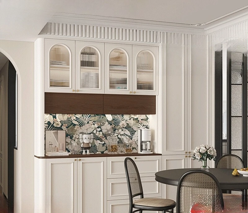 

Customized French side cabinet integrated arc locker against the wall, tea and wine cabinet, antique Song Dynasty aesthetic narr