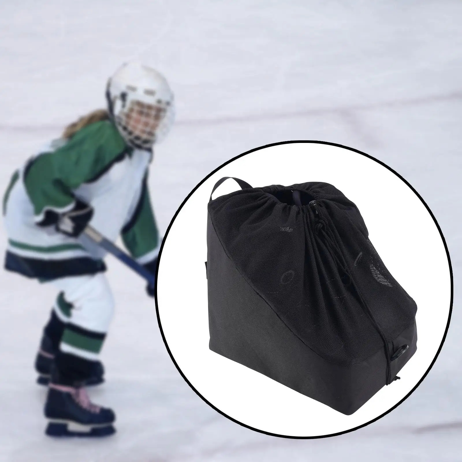 

Дышащая сумка для лыжных ботинок на шнурке, портативная сетчатая нейлоновая сумка для обуви с плечевым ремнем для катания на коньках и походов